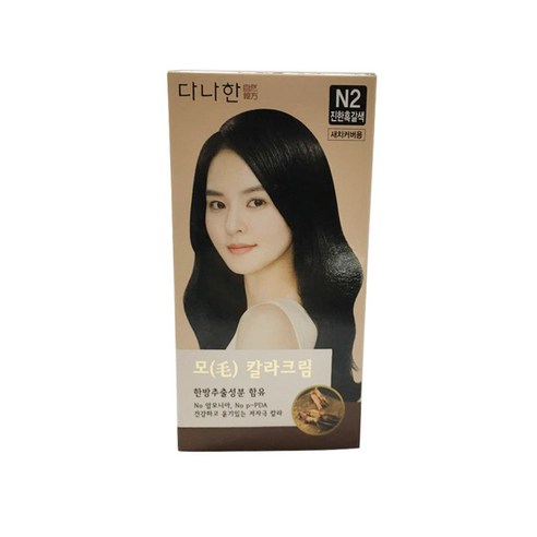 다나한 모 칼라크림 염모제, 1개, N2진한흑갈색