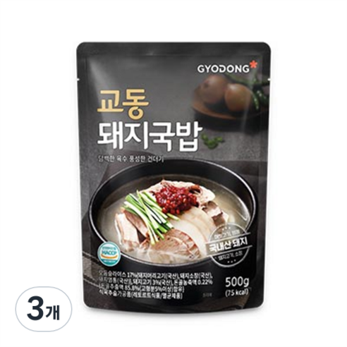 교동식품 돼지국밥, 500g, 3개