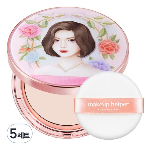 메이크업헬퍼 아트 팩트 오리지널 프로피니쉬 25g + 전용 퍼프 세트, 21호 라이트핑크, 5세트