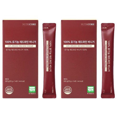 뉴트리코어 100% 유기농 레드와인 비니거 14p, 280g, 2개