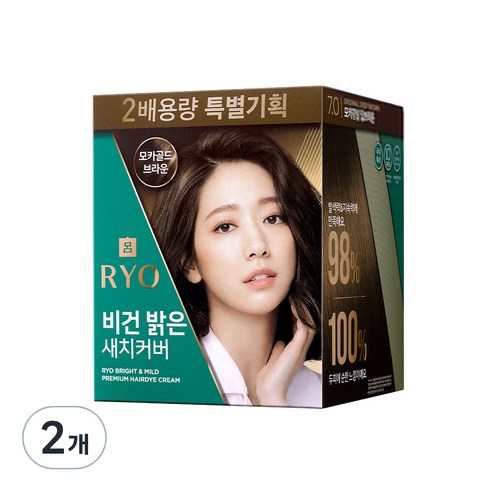 려 비건밝은새치커버 7.0 2배용량 기획 240g, 모카골드 브라운, 2개