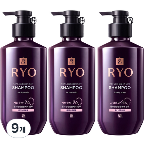 려 자양윤모 9EX 탈모증상전문케어 중건성두피용 샴푸, 400ml, 9개