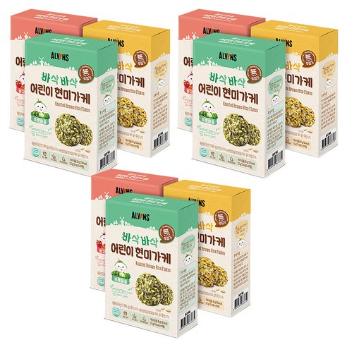 엘빈즈 바삭바삭 어린이 현미가케 빨강마을 + 노랑마을 + 푸른마을, 빨강마을+노랑마을+푸른마을, 28g, 3세트