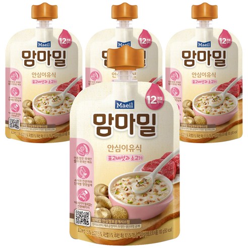 맘마밀 안심이유식 12개월부터, 혼합맛(표고버섯/소고기), 100g, 4개