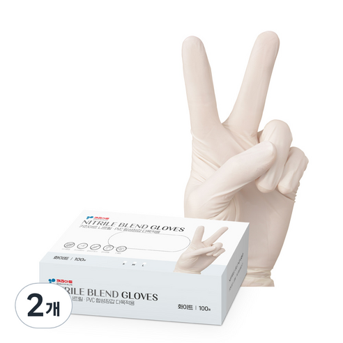 키친아트 니트릴 PVC 다목적용 합성장갑 화이트, 소(S), 2개
