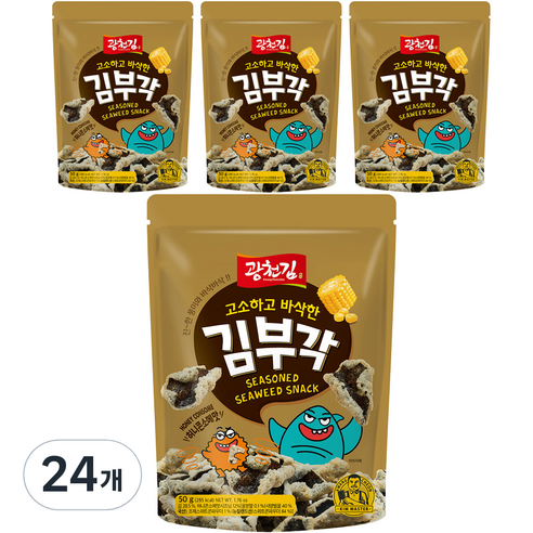 광천김 고소하고 바삭한 허니콘소메맛 김부각, 50g, 24개