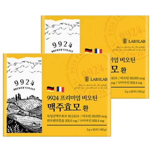 랩온랩 9924 프리미엄 비오틴 맥주효모 환 스틱형 60p, 180g, 2개