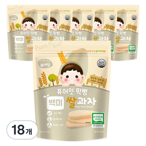 퓨어잇 떡뻥 쌀과자 30g, 백미, 18개