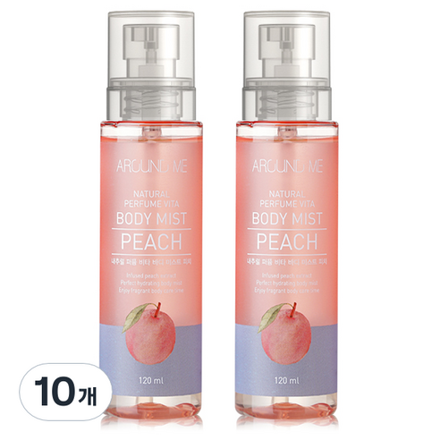 어라운드미 내추럴 비타 퍼퓸 바디미스트 피치, 120ml, 10개