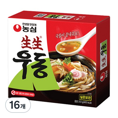 생생우동면 봉지, 253g, 16개