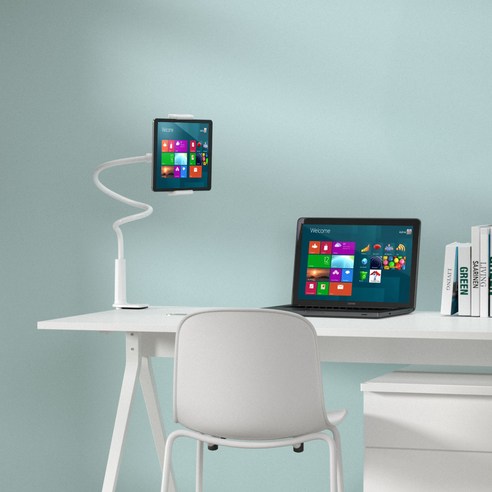 홈플래닛 스마트폰 태블릿PC 자바라 거치대 75cm, 화이트