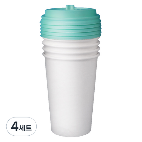 블룸엣홈 카페 무지 종이컵 390ml x 25p + 뚜껑 민트 25p 세트, 4세트