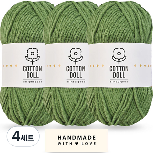 니뜨 코튼돌실 50g x 3p + 코튼 라벨 세트, 4세트, 27 연카키