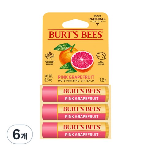버츠비 모이스춰라이징 립밤, 핑크 그레이프 후르츠, 4.25g, 18개