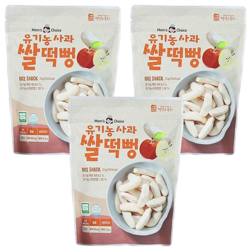 맛있는풍경 유기농 사과 쌀떡뻥, 사과맛, 25g, 3개