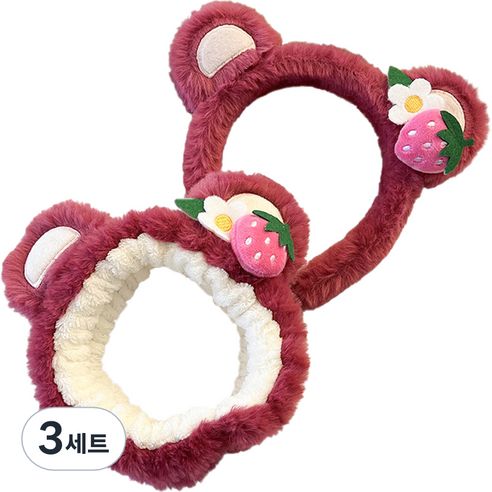 세안밴드 2종 세트, 3세트, 퍼플꽃