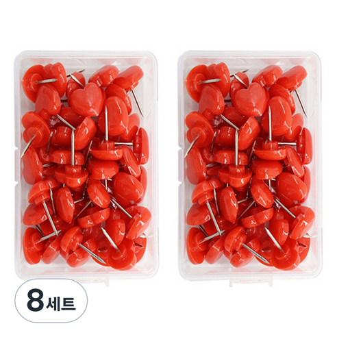 문구담 귀여운 하트모양 압정 50p 세트 레드, 8세트