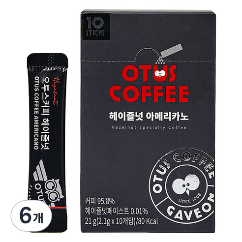 오투스커피 헤이즐넛 아메리카노, 10개입, 6개, 2.1g