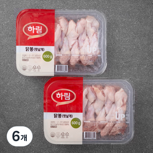 하림 닭봉 윗날개 (냉장), 600g, 6개