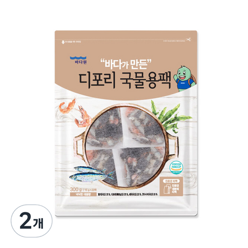 바다원 디포리 국물용팩, 300g, 2개
