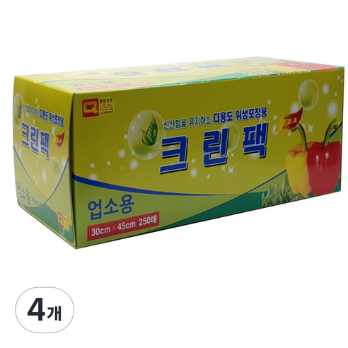 해피크린 업소용 크린팩 대 30 x 45 cm x 250매, 4개