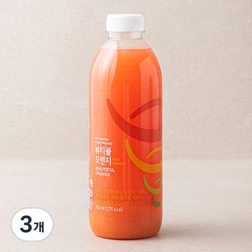 잠바주스 과채주스 뷰티풀오렌지 for family, 750ml, 3개