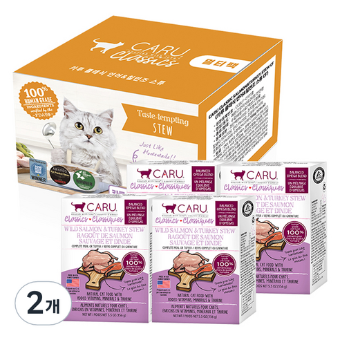 카루펫푸드 전연령 고양이 클래식 스튜, 연어+칠면조, 624g, 2개