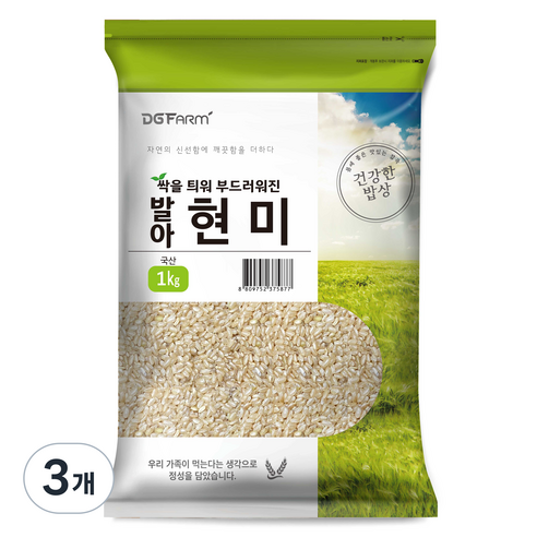 건강한밥상 발아현미, 1kg, 3개