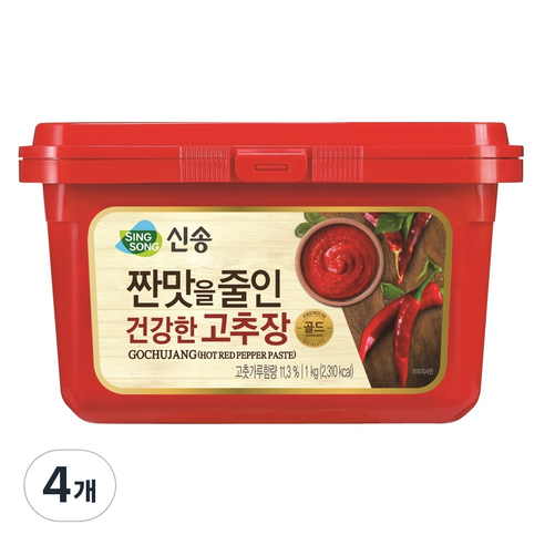 신송식품 짠맛을줄인 건강한 고추장, 1kg, 4개