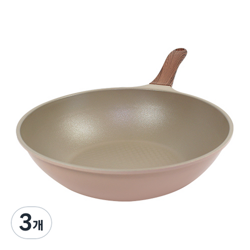 키친아트 본 우드 파스텔핑크 다이아 궁중팬, 28 cm, 3개