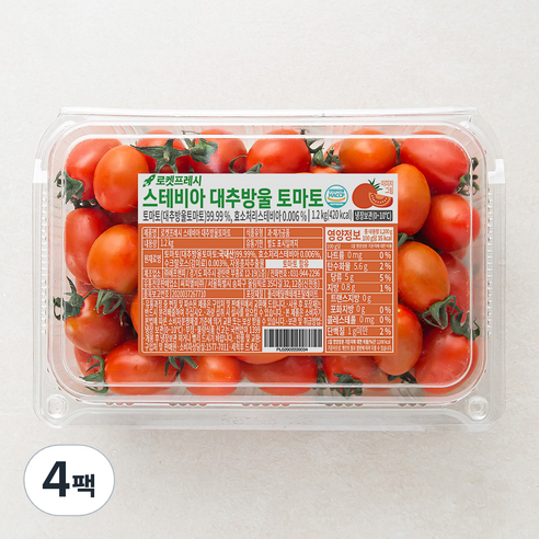 스테비아 대추방울 토마토, 1.2kg, 4팩