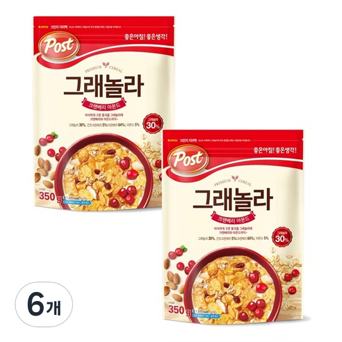포스트 그래놀라 크랜베리 아몬드 시리얼, 350g, 6개