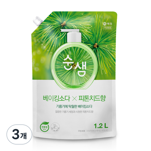 순샘 베이킹소다 피톤치드 리필 세제, 1.2L, 3개