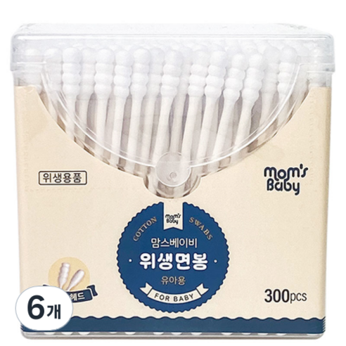 맘스베이비 위생면봉 유아용, 300개입, 6개