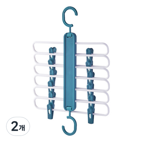 VWY 공간활용 슬라이딩 6단 치마바지걸이, 블루, 2개