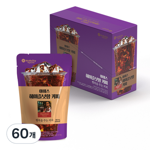 맥널티커피 아이스 헤이즐넛향 커피, 190ml, 60개