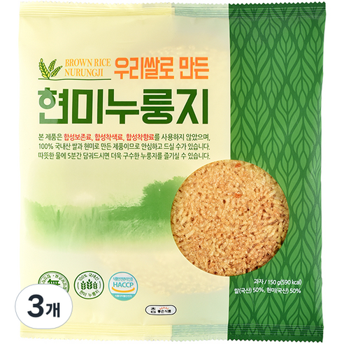 참좋은식품 우리쌀로 만든 현미 누룽지, 150g, 3개