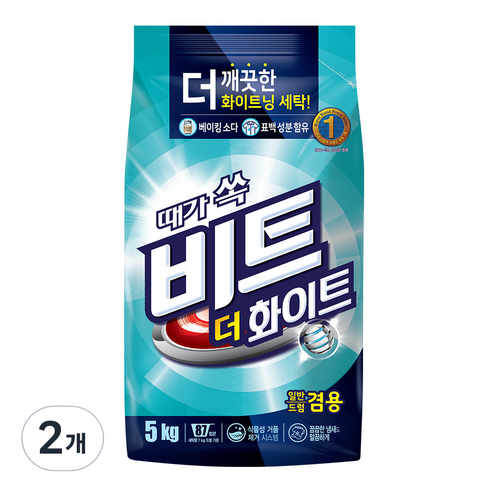 비트 더 화이트 분말 겸용 분말세제, 5kg, 2개