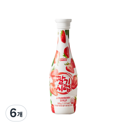 쥬피터 딸기시럽, 550g, 6개