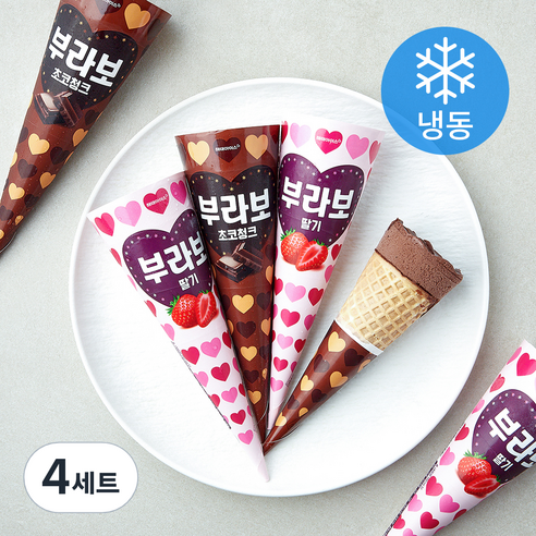 부라보 딸기 3개입 + 초코청크 3개입 세트 (냉동), 150ml, 6개입, 4세트