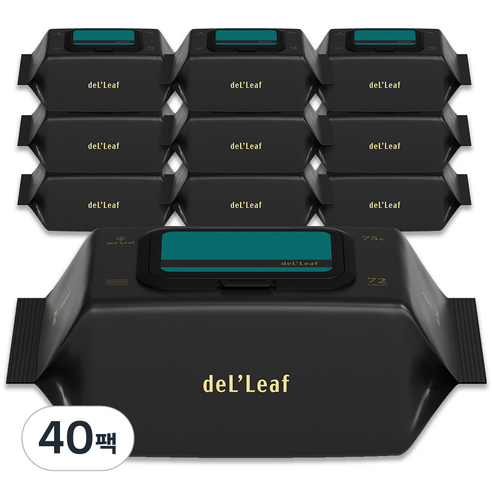 델리프 도톰 엠보싱 저자극 물티슈 넘버 세븐 카키 캡형 75gsm, 72매, 40개