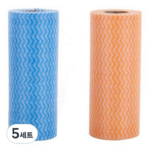 롤타입 간편 수세미 2종 세트, 5세트, 블루, 오렌지