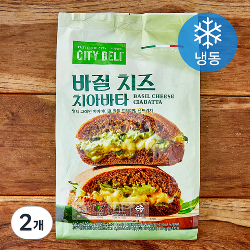 삼립 시티델리 바질 치즈 치아바타 (냉동), 180g, 2개, 3개입