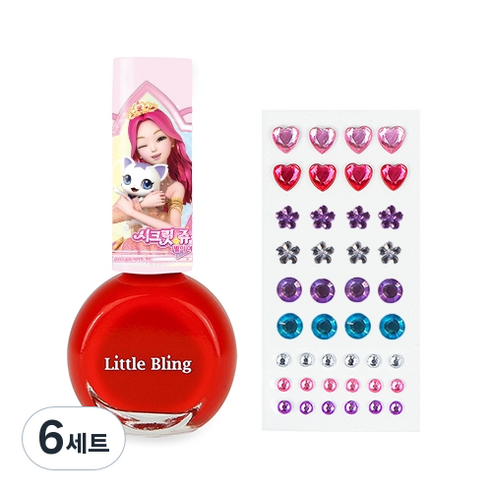리틀블링 시크릿쥬쥬 별의여신 쥬얼리네일세트, 연지곤지, 6개
