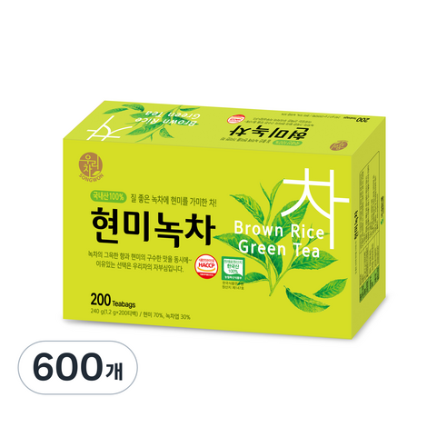 송원식품 현미녹차, 3개, 1.2g, 200개입