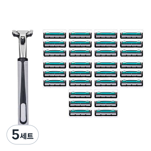 바스티 2중날 심플 플러스 일회용 면도기 + 면도날 30p 세트 그레이, 5세트