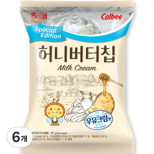 해태제과 허니버터칩 우유크림맛, 6개, 110g