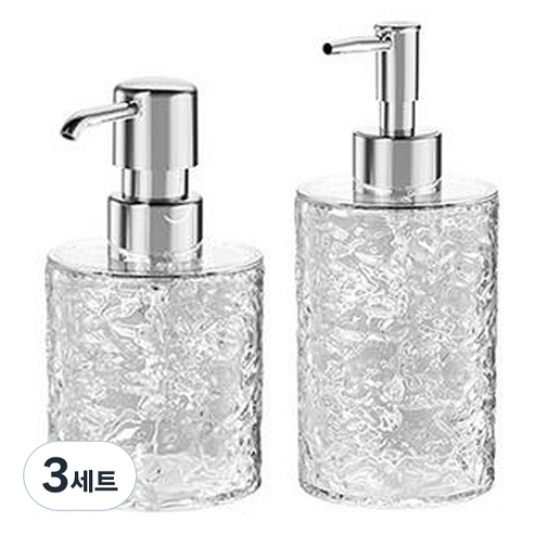 모나코올리브 샹드리에 원형 세제 디스펜서 300ml + 400ml 세트, 투명, 3세트