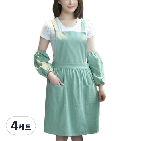 에이홉 앞치마 + 팔토시, 민트, 4세트