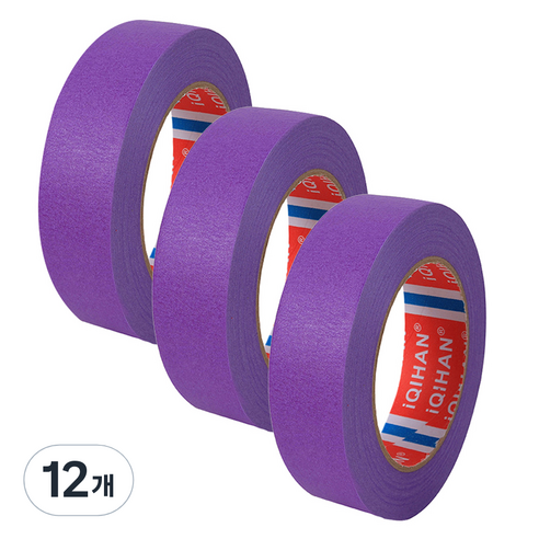 다다 칼라 마스킹 종이테이프 20mm x 15m, 퍼플, 12개